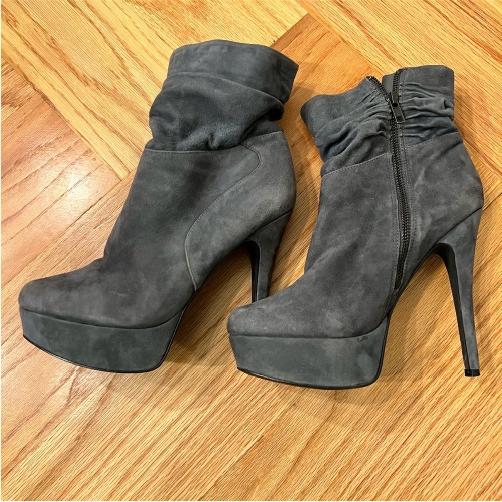 Aldo bootie suede slouched platform heeled bootie